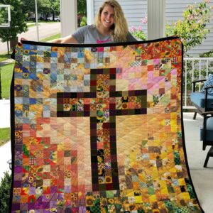 Sunflower Cross Quilt Blanket  Quilt